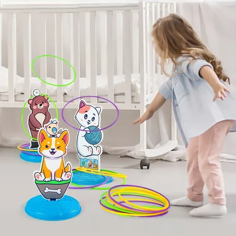 1 Set Kid Animals Ring Toss Game Toy (Base Color Random) Fun Parent-Child Interactive Game,Christmas Presents, Thanksgiving Gift