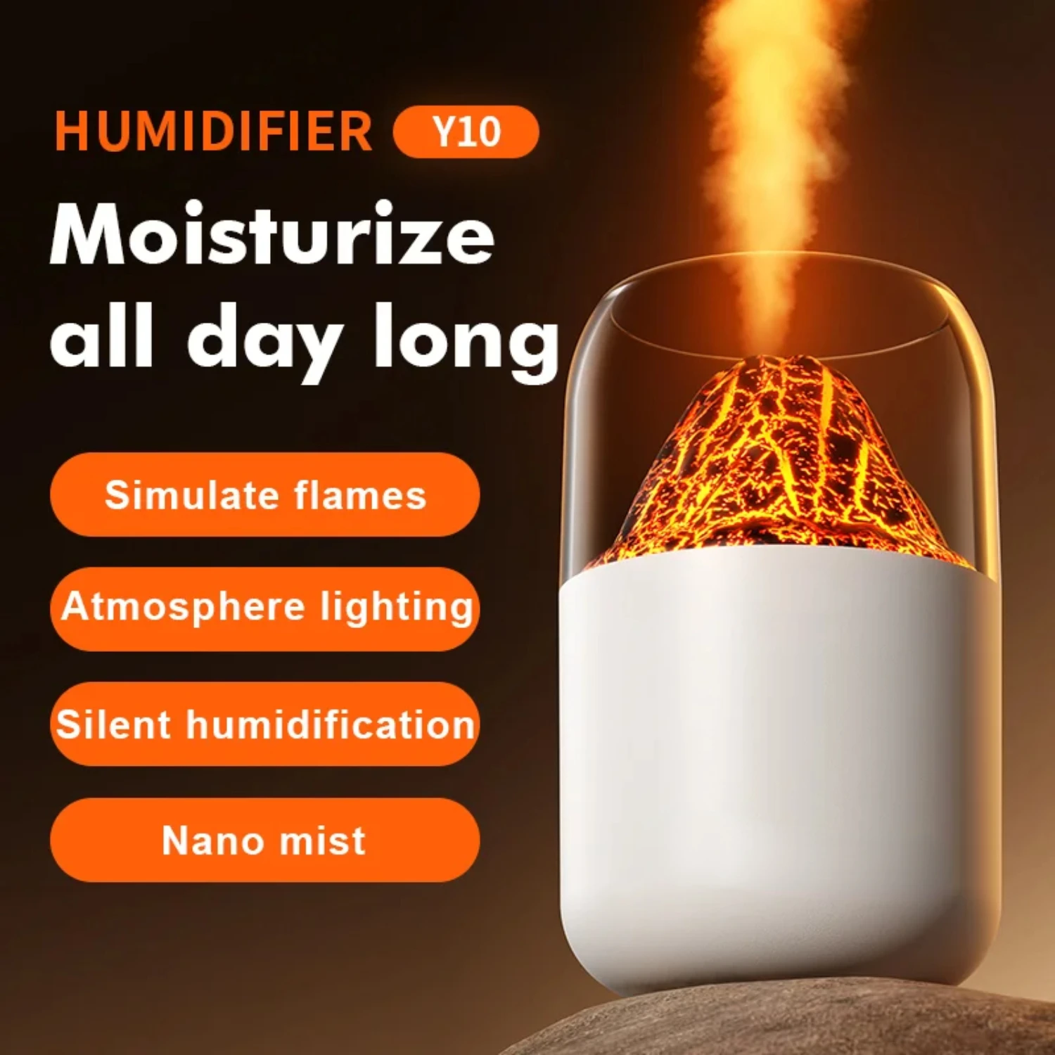 Mini Humidifier Crack Volcano Humidifier Spray Machine Usb Small Silent Desktop Colorful Atmosphere Lamp Humidifier Difusor ml