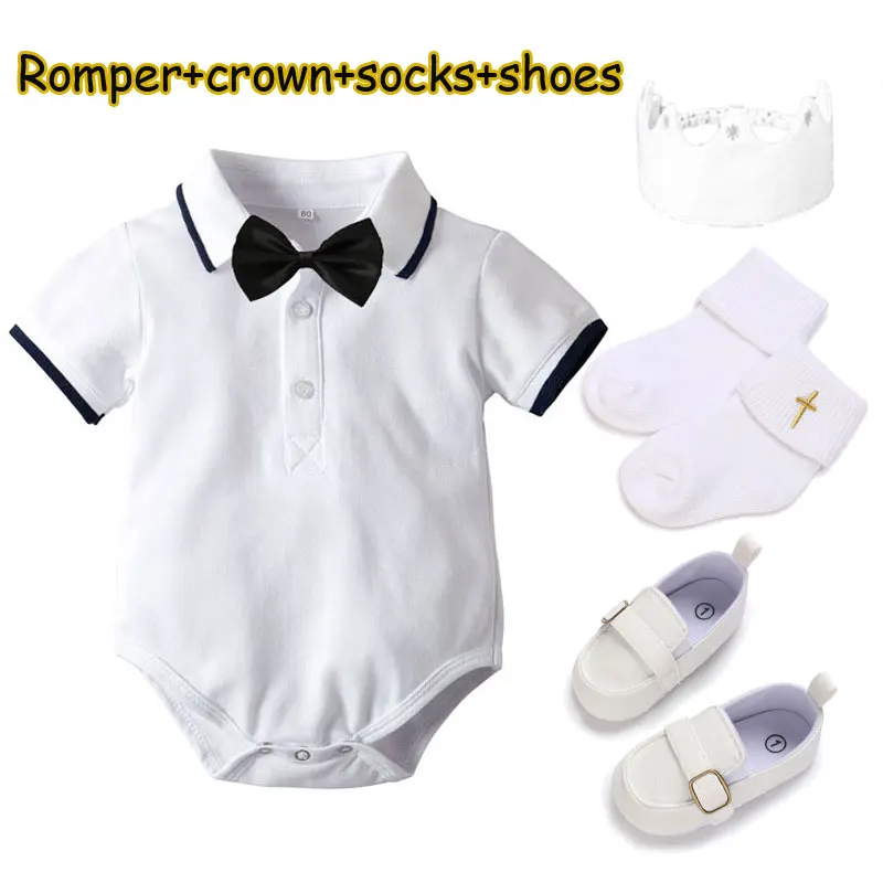 

Newborn Baby Clothes Infant Boy Outfit 1 Year Old Gentlemen Clothes Short Sleeve Baby Onesies Boss Costume 1st Birthday Party