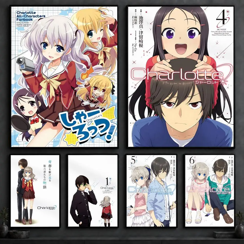 Anime C-CharlotteS Poster Art  Self-Adhesive No Glue Residue Wall Decor for Bedroom Living Room