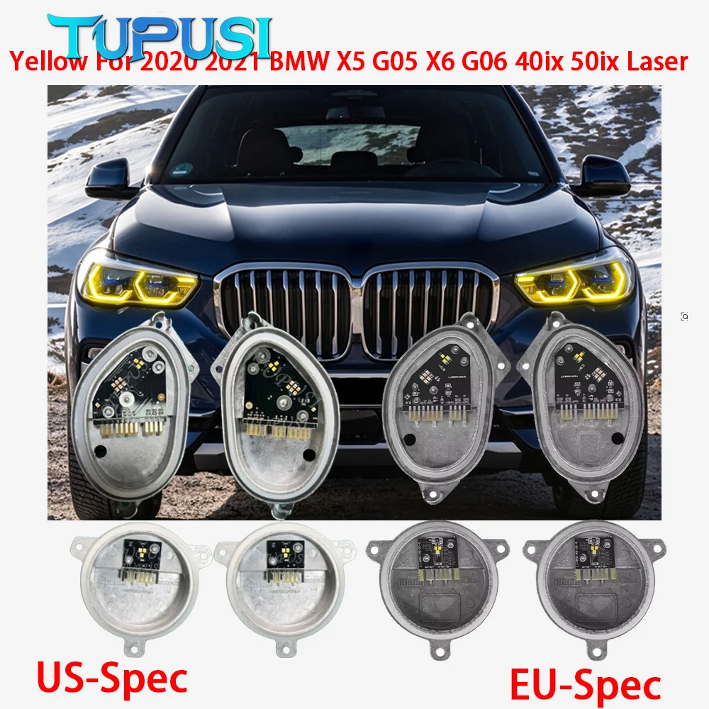 Yellow Laser Headlight Daytime Running Light For 2020 2021 BMW X5 G05 X6 G06 40ix 50ix SUV Angel Eyes DRL Led Boards Module