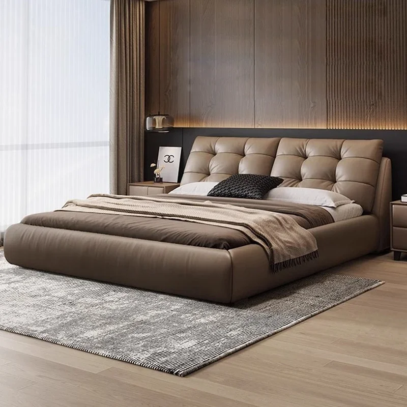 Best Selling Luxury Leather Bed Italian Hotel Bed High Quality Extra-large Bedstead Bedroom Furniture