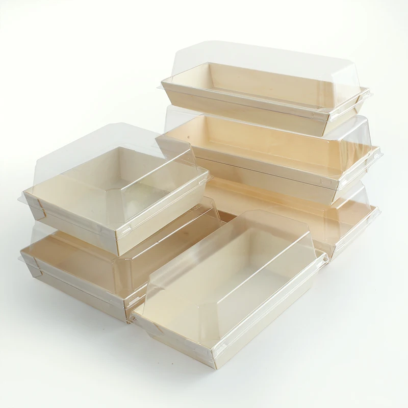 Contenedor de comida de madera, fiambrera segura para microondas, caja para hamburguesas, embalaje de alimentos para llevar, contenedor de alimentos con impresión personalizada