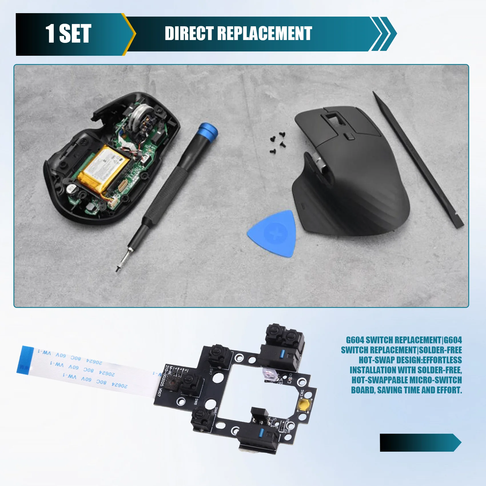 Superior For G604 Lightspeed Wireless Mouse Micro-Switch Replacement Repair Parts Solder-Free Hot-Swap