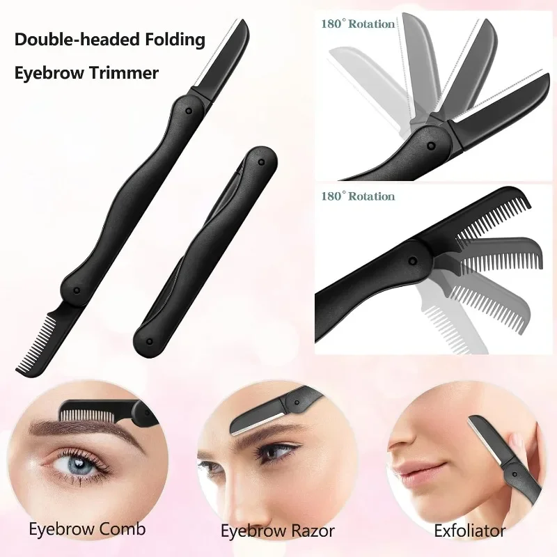 5-in-1 Eyebrow Kit,Professional Eyebrow Grooming Trimmer Set Including Brow Razors Trimmer,Brush,Eyebrow Scissors,Slant Tweezers
