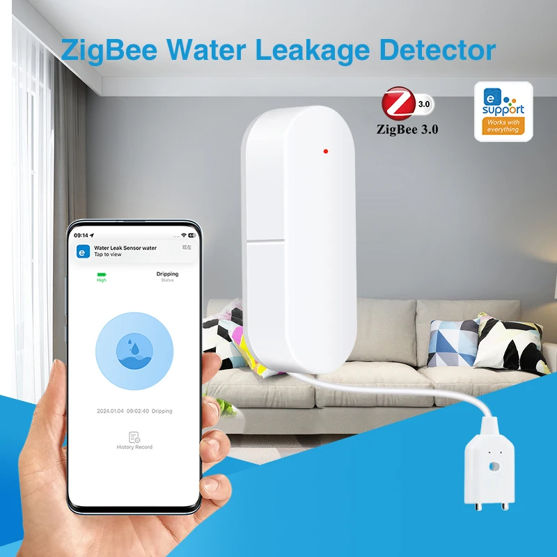 Ewelink Zigbee3.0 Water Sensor Alarm Water Leak Detector Flood Alert Overflow Security Alarm System Works With Zigbee Gateway