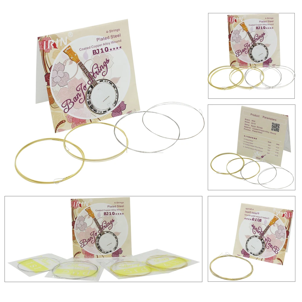 1/10 Pcs IRIN Banjo String Set Stainless Steel Coated Copper Alloy Wound String Banjo Replacement Stringed Instrument Accessory
