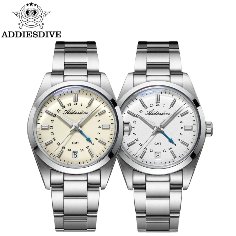 ADDIESDIVE 36mm GMT Men's Luxury Watch Calendar Display BGW9 Super Luminous 10Bar Waterproof Quartz Watches reloj hombre AD2065