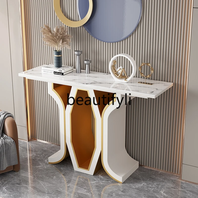 Light luxury rock slab Xuanguan platform Italian corridor entrance end view platform Modern home decoration cabinet