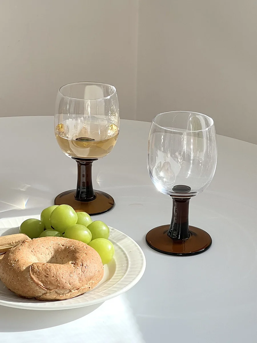 Korean Style Short Footed Hot Wine Glass Medieval Tall Footed Champagne Glass Thickened Glass Home Use Beer Cup Sweet Wine Glass