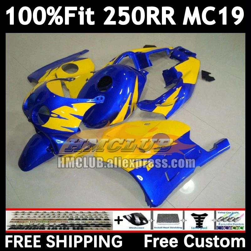 Injection Body For HONDA CBR 250RR 250R 250 RR CC 88 89 96No.18 blue yellow CBR250 RR MC19 MC 19 CBR250RR 1988 1989 OEM Fairing