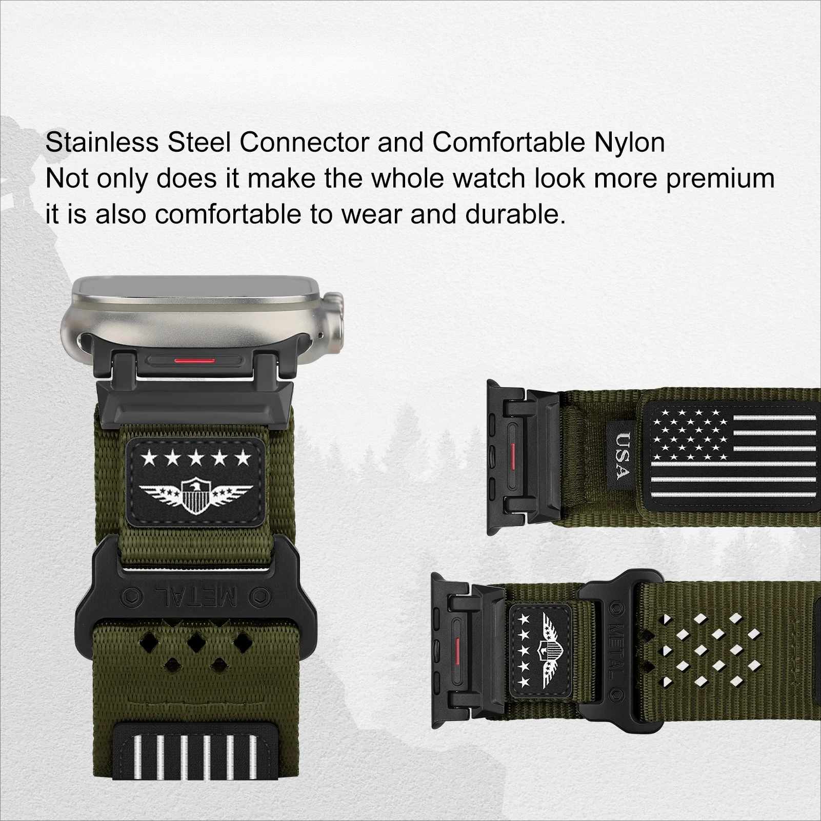 Robusto cinturino in nylon per Apple Watch Ultra 2 49mm 46mm 44mm 45mm 42mm Bracciale sportivo correa iWatch Band serie 10 9 7 6 5 4 8 se