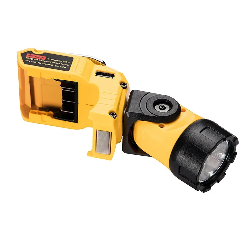 For Dewalt DCB120 10.8V 12V Li-ion Battery LED Warning Lamp Flashlight USB Charger Work Light Portable Spotlight Yellow