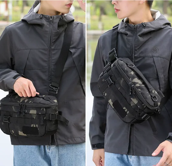 남성용 전술 숄더백, 내구성 있는 아웃도어 장비, 방수 하이킹 백팩, 야외 활동용 크로스바디 체스트 팩