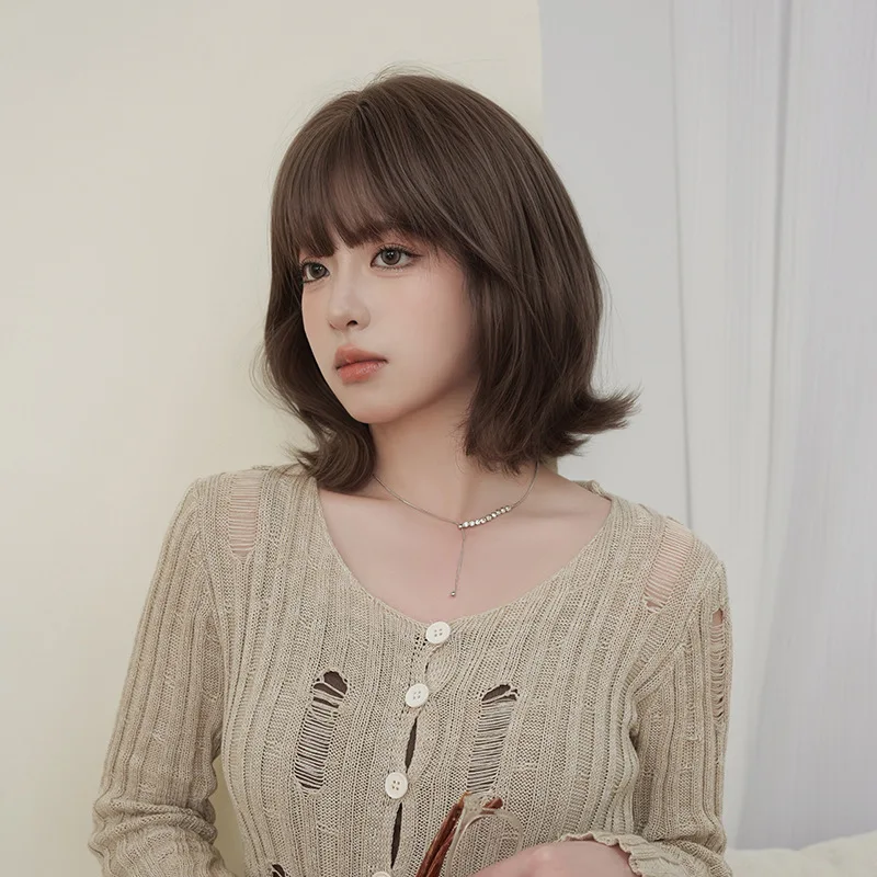 باروكة شعر قصيرة، عصابة رأس مموجة بذيل شعر مجعد، شعر مستعار طبيعي للحفلات التنكرية، مناسب للاستخدام للنساء #5