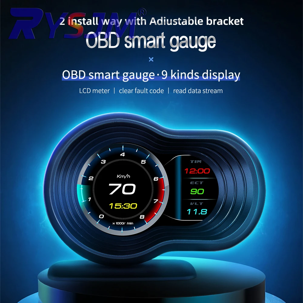 F9 OBD Head Up Display OBD+GPS Car Digital Speedometer Auto Over speed Alarm Meter Water Temp Fuel Consumption Gauges
