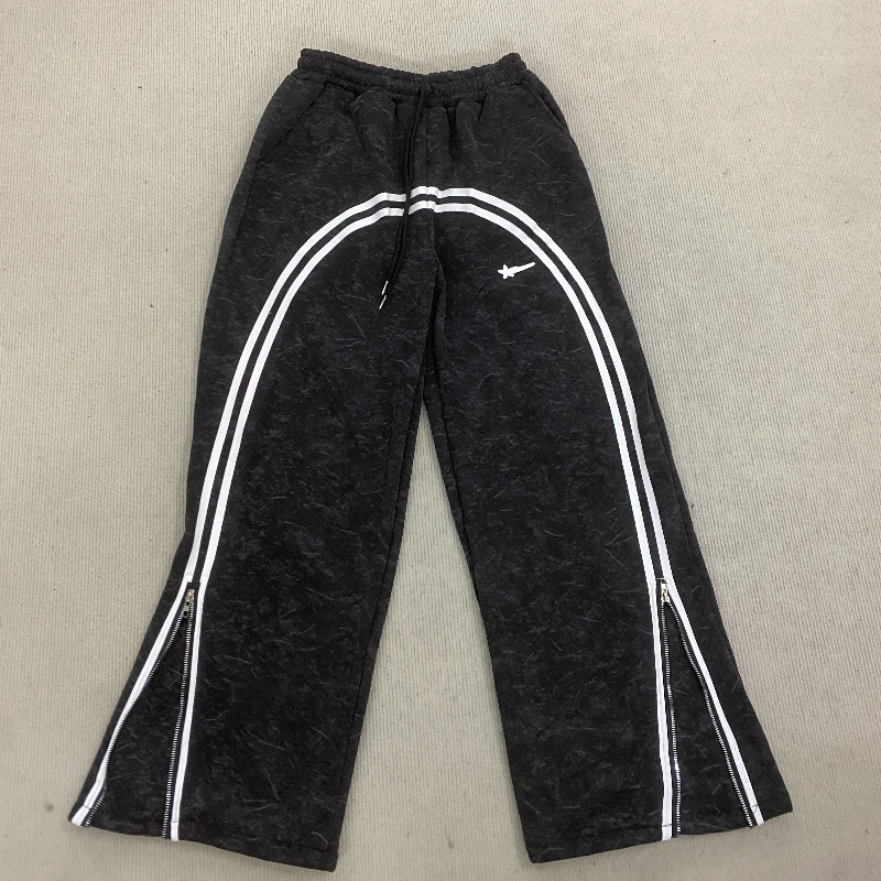 

Повседневные трендовые винтажные широкие брюки, американская уличная мода, мужские и женские осенние брюки на молнии с застежкой-молнией