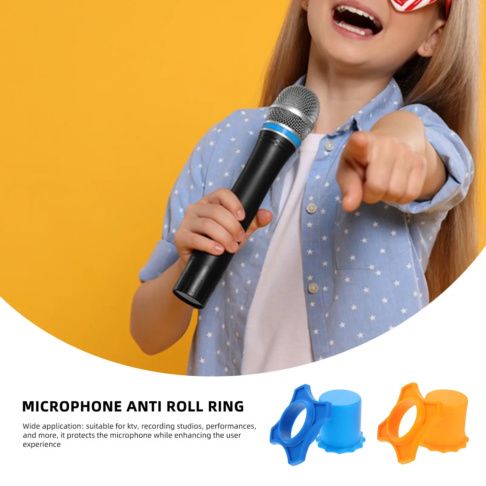 2Set Stylish Hexagonal Anti-Roll Microphone Sleeve Silicone Protective Cover Anti-Slip Grip for Handheld Mic Ktv Recording