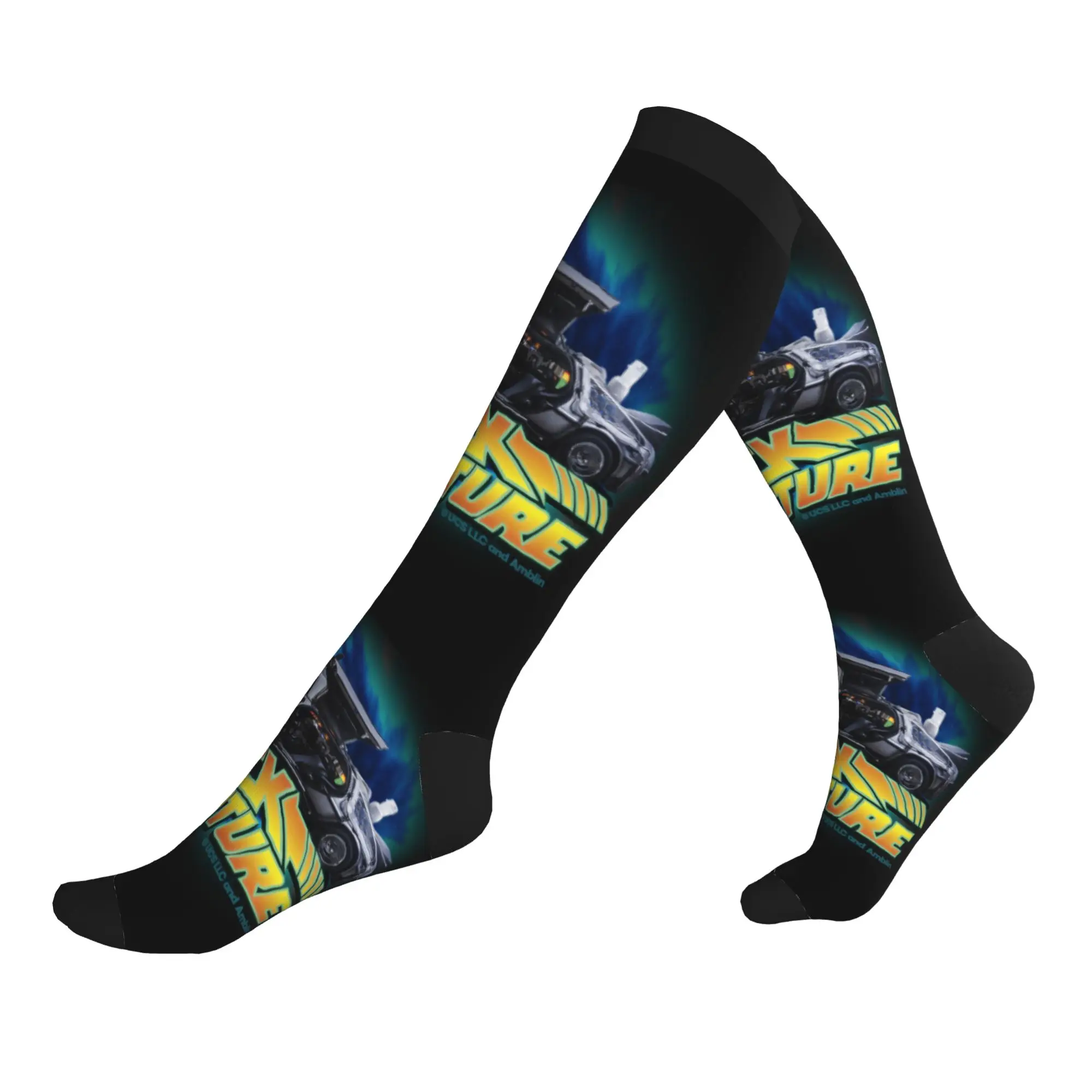 Chaussettes Delorean In Time Back To The Future à imprimé amusant pour hommes et femmes, chaussettes de compression extensibles pour l'été, l'automne et l'hiver, chaussettes de sport