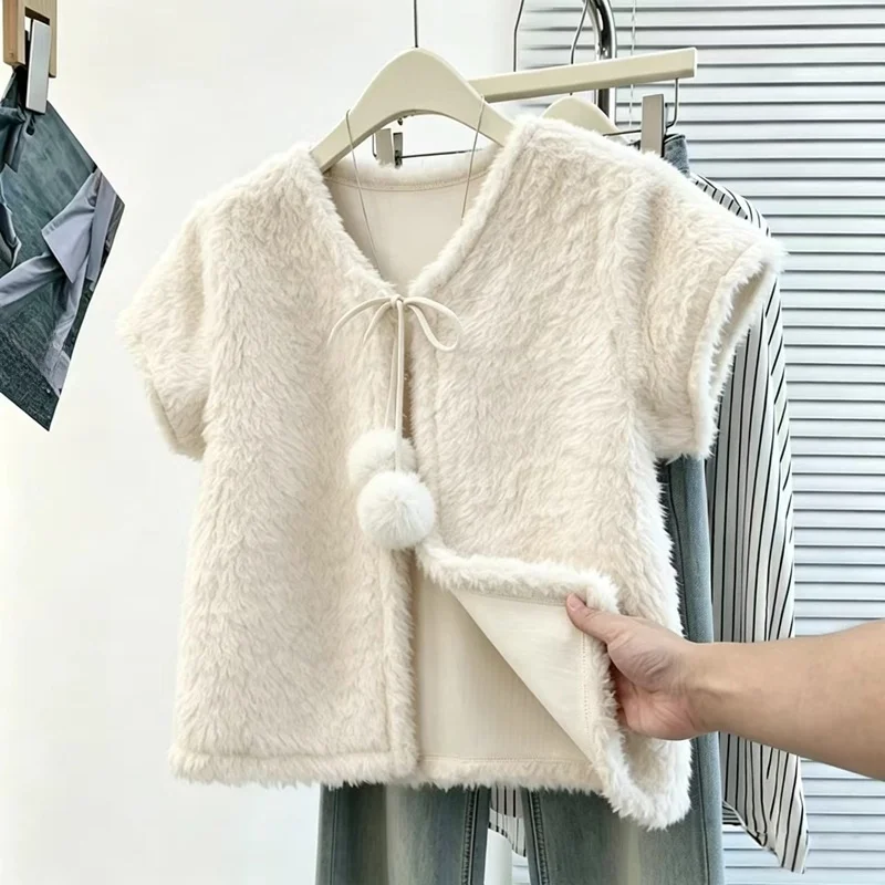 Korean Style Sweetness Fashionable Knitted Vest Ball Pulling Belted Layering Top Age Reducing Charisma High End Feeling Women...