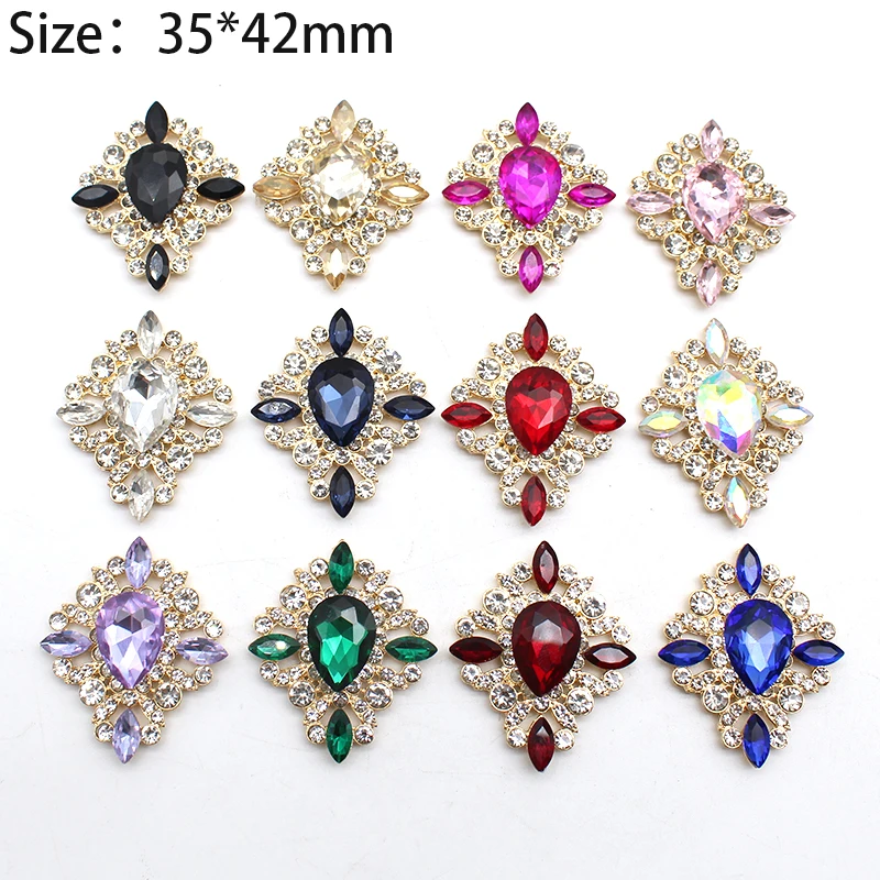 35*42mm Square Alloy Rhinestone Decoration Diy Hairpin Bow Tie Flat Bottom Decoration Accessories