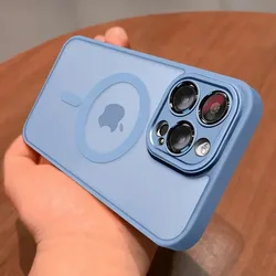 Fashion Magnetic Matte Translucent Armor Shockproof Case For iPhone 16 15 14 13 12 11 Pro Max For Magsafe Wireless Charge Cover