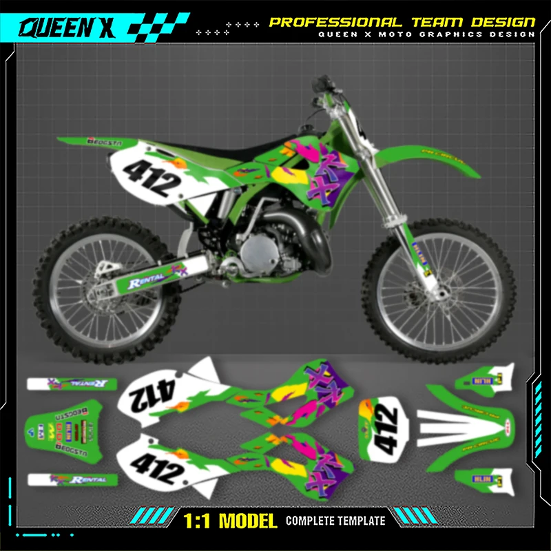 QUEEN X MOTO nuevos kits de pegatinas protectoras gráficas para motocicleta para KAWASAKI KX125 KX250 125 250 1999 2000 2001 2002 002