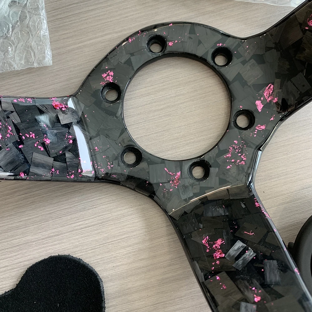 Tiypeor Pink Gold Foil Real Carbon Fiber Bracket 350 14 Inch Steering Wheel