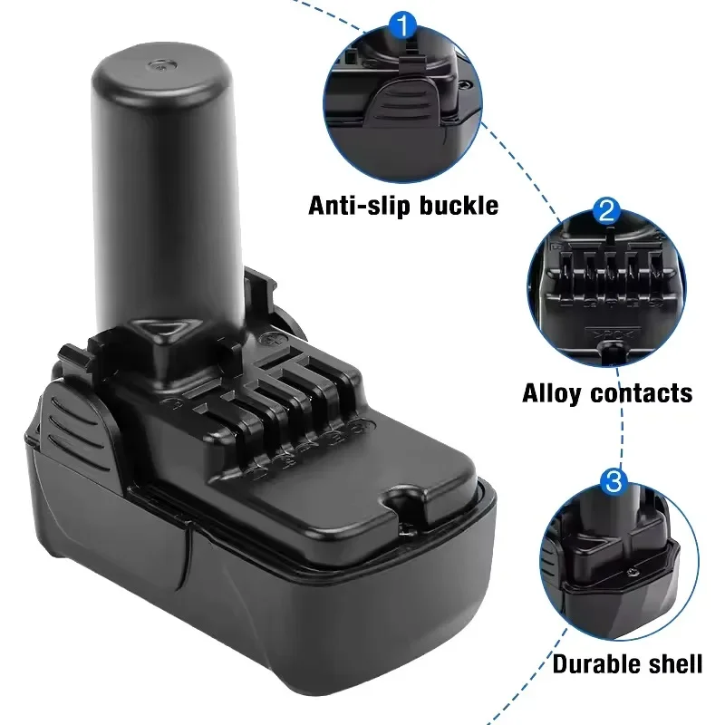 Rechargeable Battery for Hitachi 10.8V / 12V 3000mAh 4000mAh Cordless Electric Drill Screwdriver DB10DL FCR10DL WH10DC BCL1015