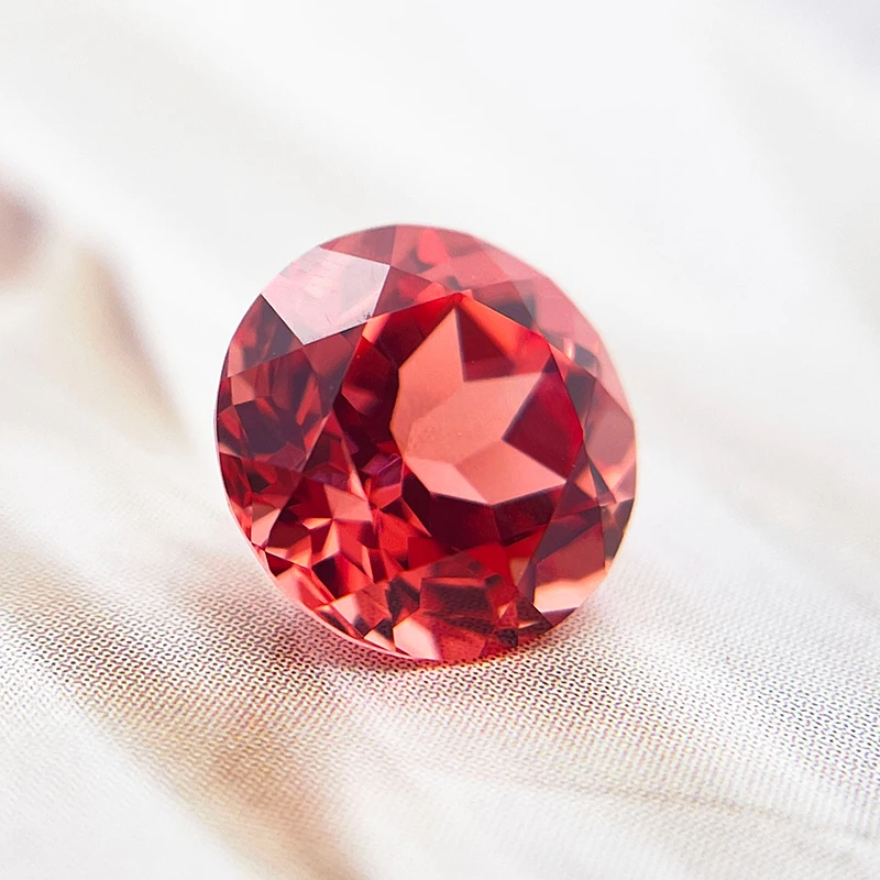 Im Labor gezüchtete Padparadscha-Perlen in runder Form, Farbe Feuerlotus, Charm-Perlen für DIY-Schmuckherstellung, Anhängermaterialien mit Zertifikat – Detail 3