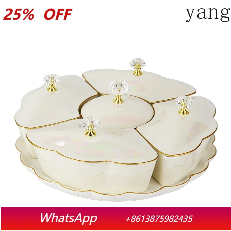 

CX high-value ceramic light luxury sealed nut snack candy plate Chinese New Year dried fruit plate