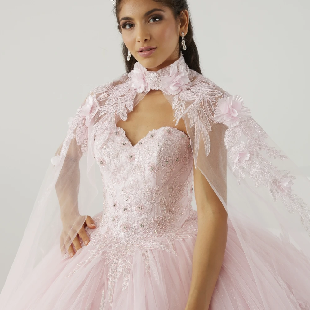 Young Infinity Gaun pesta merah muda tak terbatas gaun Quinceanera gaun 2023 sayang dengan syal bunga applique Pricess manik-manik Vestidos De 15 a20os