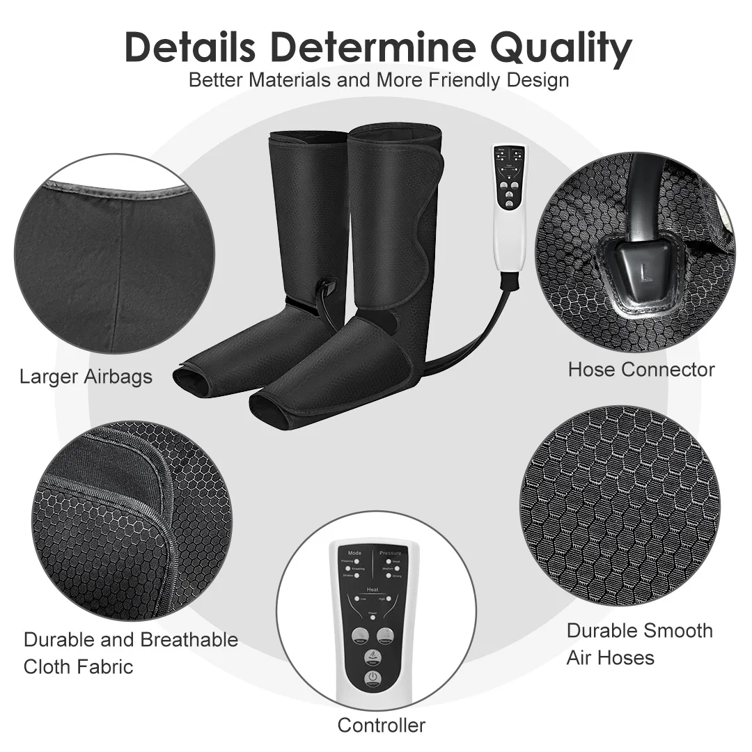 جهاز تدليك ضغط الهواء للساق من SEJOY لحرارة القدم، وتدليك الساق بضغط الهواء وتدليك الفخذ، ووحدة تحكم محمولة 3 أوضاع #5