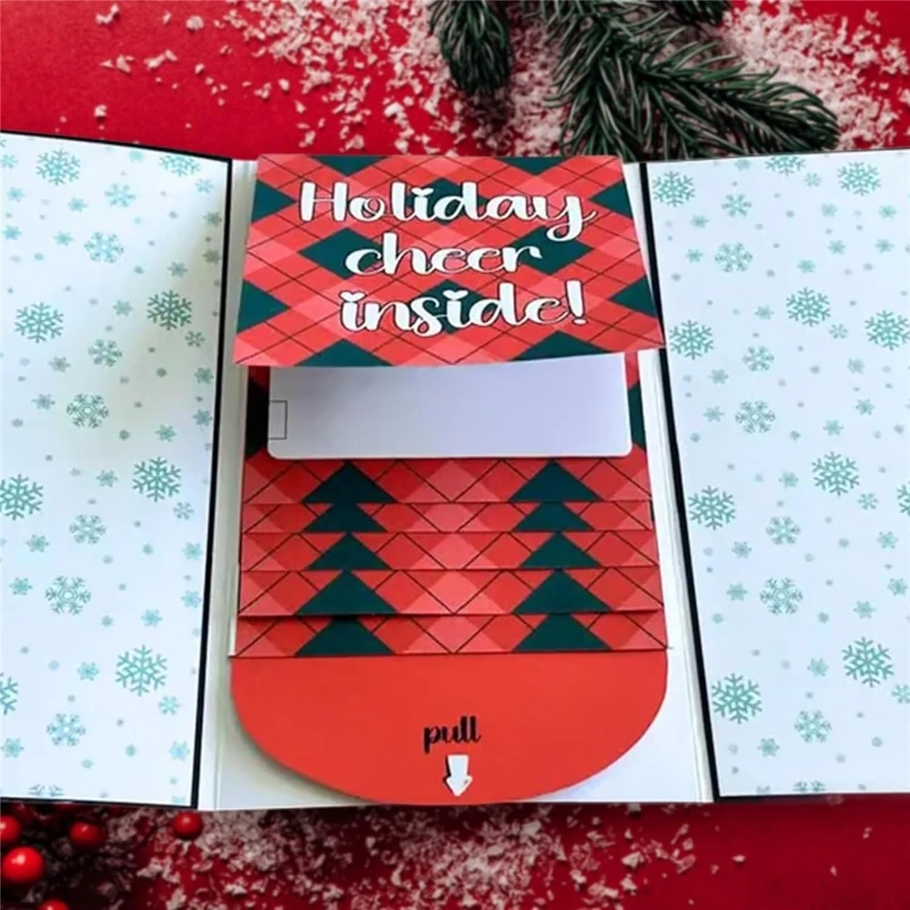 كتيب بطاقات هدايا عيد الميلاد المصنوع يدويًا، كتاب حامل بطاقة هدايا عيد الميلاد، تصميم قابل للسحب، كتاب بطاقات هدايا عيد الميلاد المجيد #5