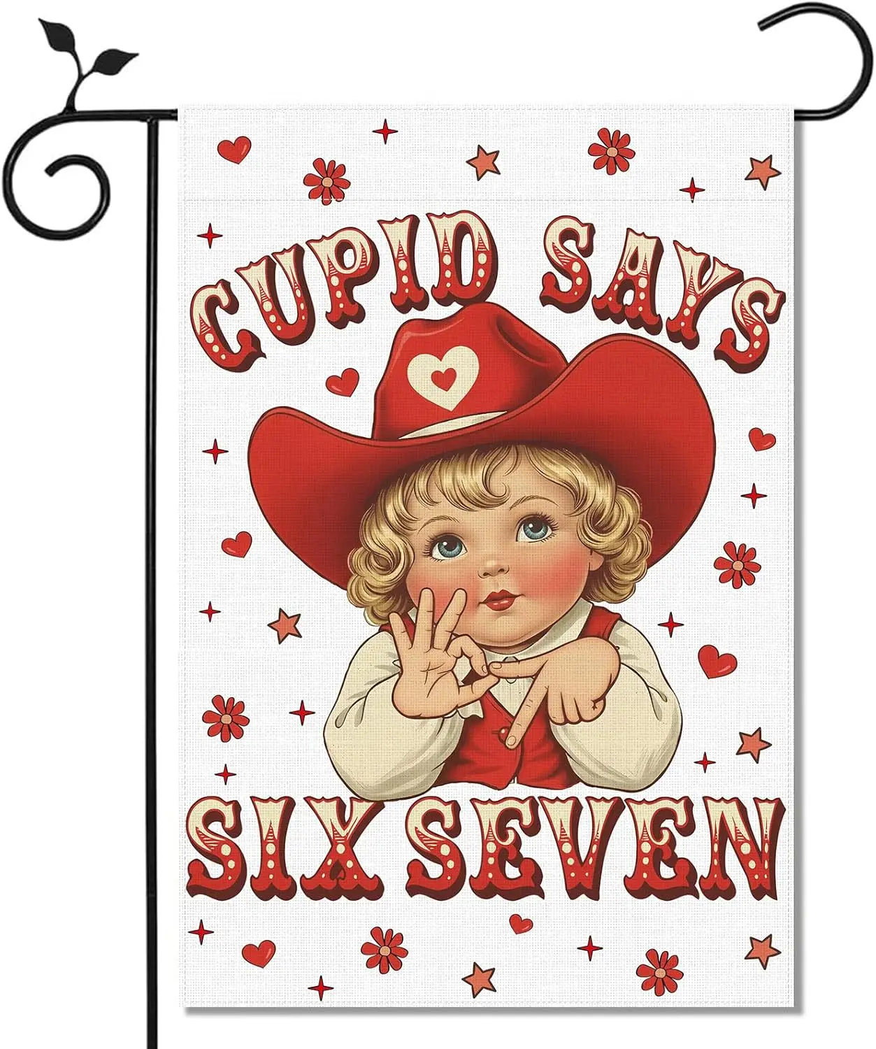 Valentine's Day Cupid Says Six Seven Garden Flag Funny 6 7 Meme Valentine Decoration Lawn Yard Patio Front Outdoor Decor FFL IIC