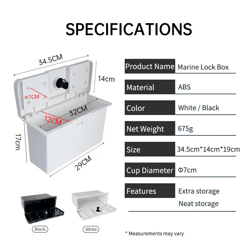 Picture 7: Marine Console Glove Box With Dual Cup Holders Lockable Boat Storage Compartment ABS