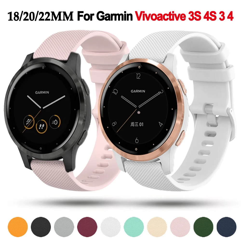 

Ремешок силиконовый 18 мм 20 мм 22 мм для Garmin Vivoactive 4S 3S 4 3 CAME 2S 2 Plus, Forerunner 245 645 255