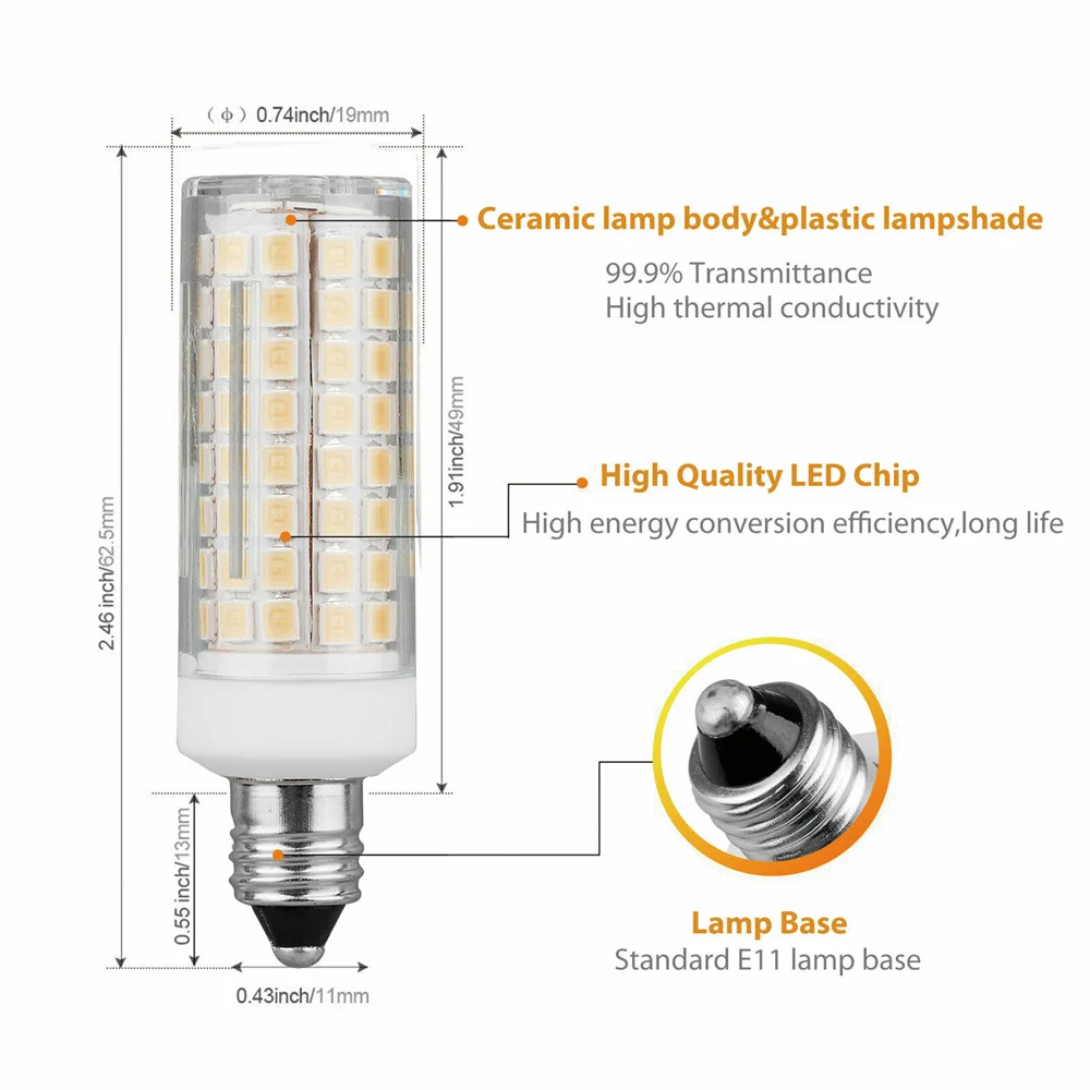 E14 E12 Dimbare Led-Lampen 102 Led-Maïslampen 9W Vervangen 80W Halogeenlampen 220V 110V Kandelaarbasislamp Voor Thuiskantoor