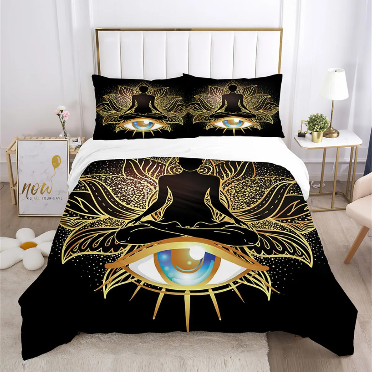 Buddha 3D Bedding Set Fatima Hand Hamsa Hand Single Twin Full Queen King Quilt Cover Pillowcases Lotus eye Duvet Cover Sets