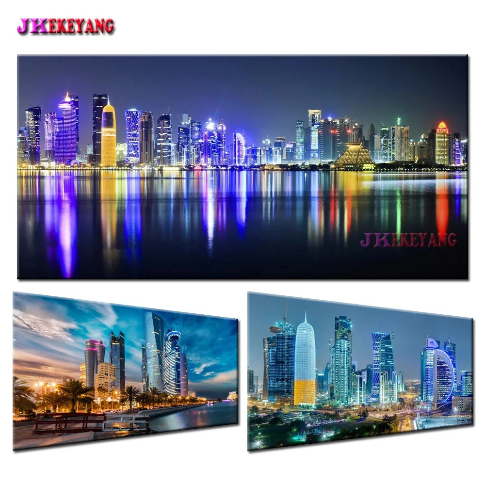 Full square Diamond Painting Dubai city night view Handicraft Needlework 5d Drill Mosaic DIY Diamond Embroidery Home Decor Y5188