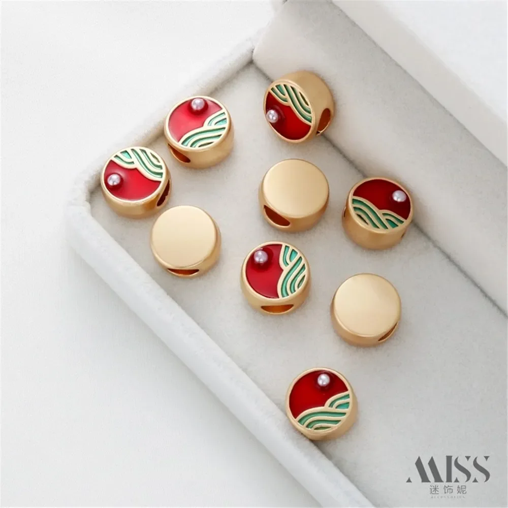 قمر مشرق على البحر، شمس مرتفعة، سوار DIY منفصل بالخرز بفتحة كبيرة، قلادة، إكسسوارات مجوهرات مطرزة