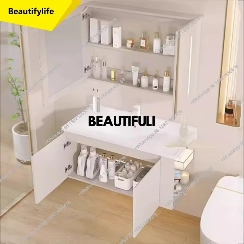 a17 Toilet Mirror Bathroom Cabinet Organizer Space Shelf Makeup Bathroom Cabinet Vanity Hotel Meuble Salle De Bain Home Furnitur
