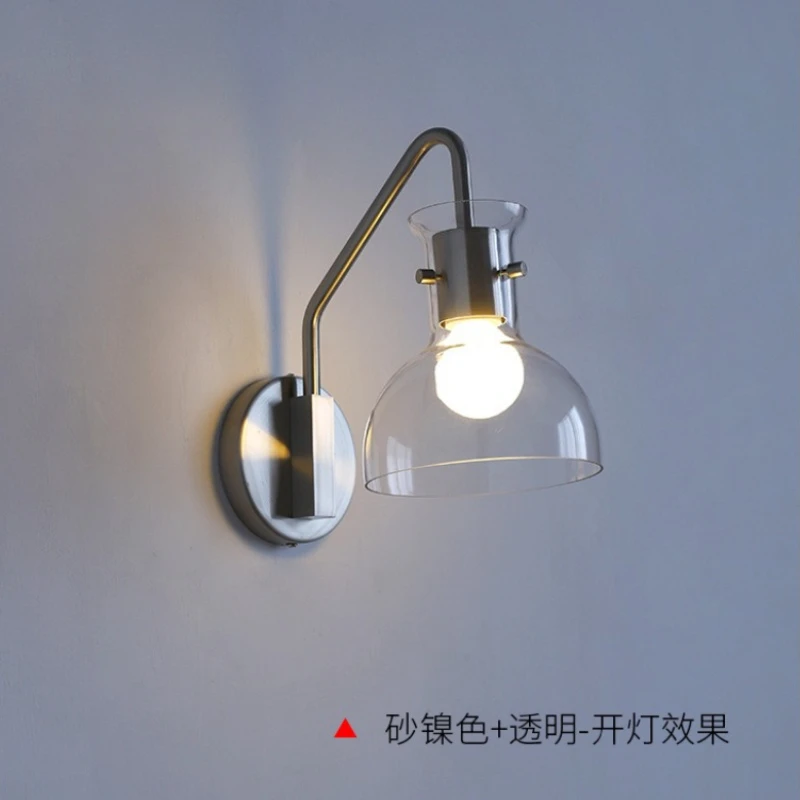 Bauhaus Creative Wrought Iron LED Wall Lamp Minimalist Clear Glass Luster Lampshade Corridor Aisle Entrance Balcony Stair Lights