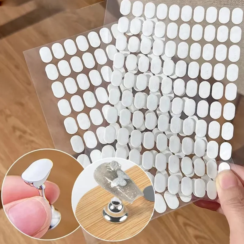 200pcs Nail Support Double-Sided Tape Nail Art Transparent No-Trace Jelly Tape Wearable Nail Tips Practice Base Fixing St