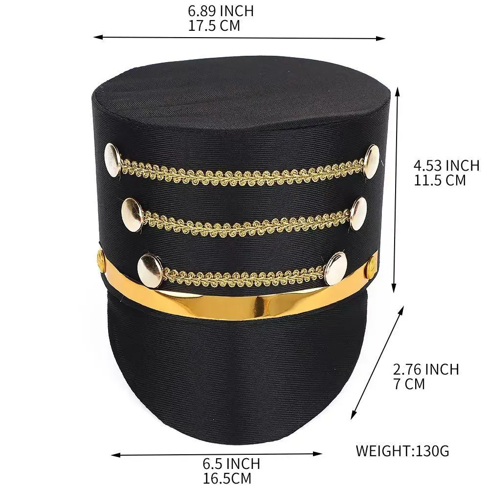 Hat-nutcrackers Marching Band Hat Gold Trim Strips Skin-friendly Drum Major Master Hats Photography Themed Party Soldier Top Cap