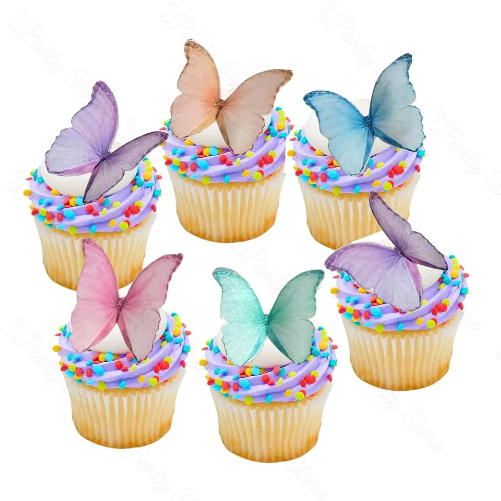 48 Stück lila Schmetterling Kuchen Dekoration bunte 3D Schmetterlinge Cupcake Topper für Geburtstag Hochzeit Schmetterling Kuchen Dekor Versorgung – Detail 9