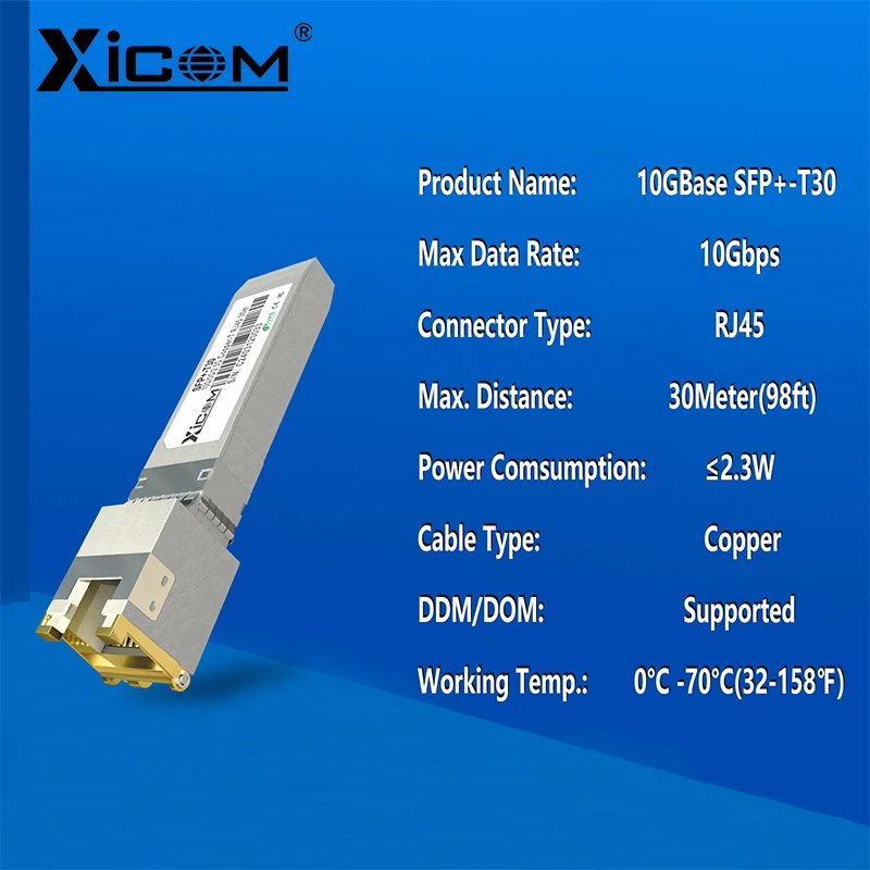 Xicom 10G RJ45 SFP Copper Module 10G/5G/2.5G RJ45 Port Transceiver 10GBase-T RJ45 Compatible with Cisco/Mikrotik Ethernet Switch