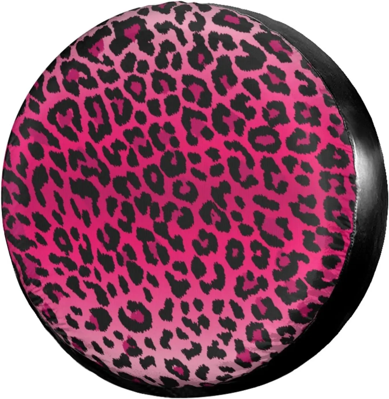 Pink Leopard Print Spare Tire Cover Waterproof Dust-Proof UV Sun Wheel Tire Cover Fit for Trailer RV SUV and Many Vehicle 17 In