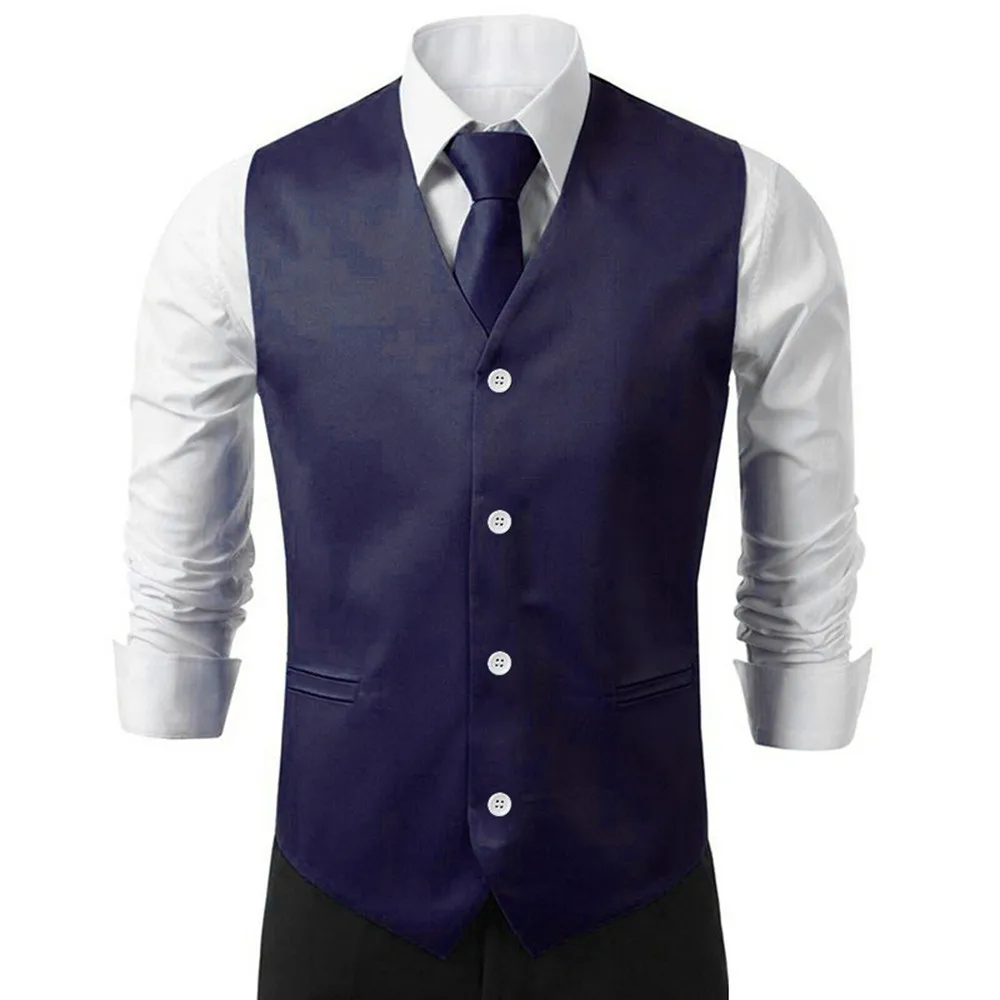 

Men FashionableWaistcoat Dress Slight Strech Vest Neck Tie Hankie Set Weddings And Functions Suit Formal Business Jacket Classic