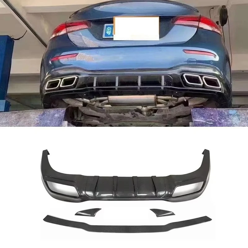 FD Style Carbon Fiber Rear Diffuser Lip for Mercedes-Benz A-Class W177 A180 A200 A250 2019-2023